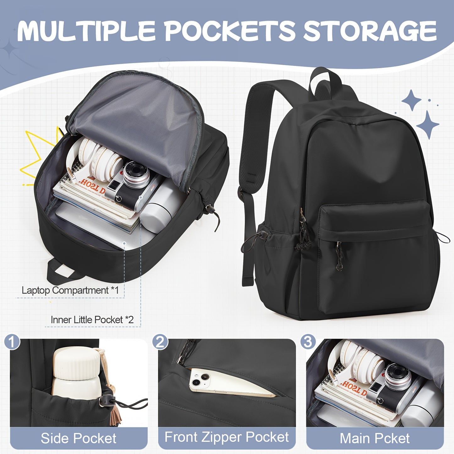 Premium Lightweight Laptop Backpack - Casual School & Work Bag for Men & Women