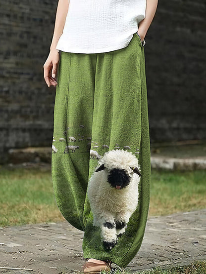 Womens Casual Loose-fitting Printed Pants