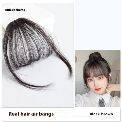 European And American Real Hair Bangs Wig Set Clip-in Bang Women's Natural Light