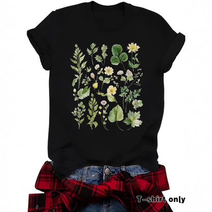 Fashionable Loose-fitting Casual Short-sleeve Top With Floral Print