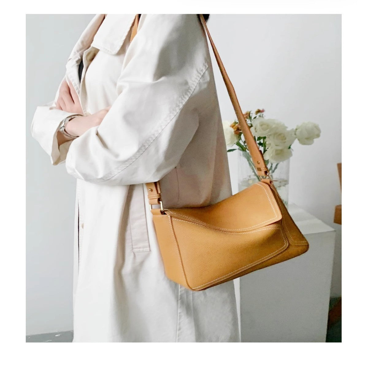 Leather Messenger Bag | Premium Cowhide Shoulder Bag