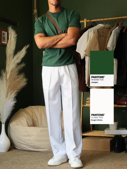 Elegant Solid Color High Waist Pants