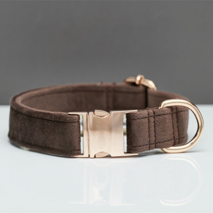 Multiple Colour Velvet Personalise Dog Collar Leash Set With Bow