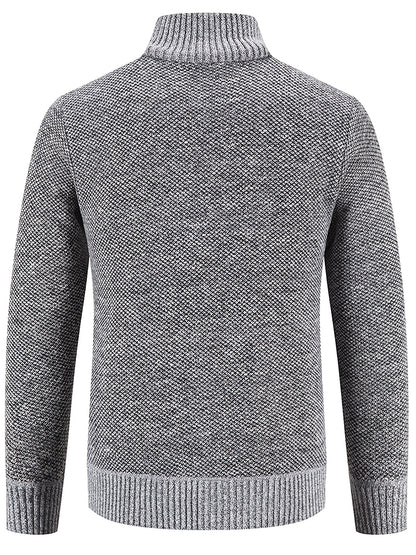 Mens Diamond Plaid Cardigan - Stylish Casual with Refined Stand Collar - Luxuriously Plush & Cozy Warm Knit Zip Up - Eye-Catching Design