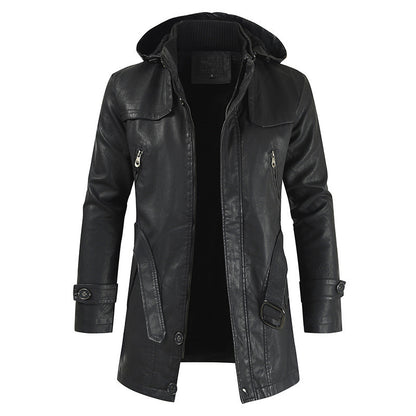 New Plus Size Men's Mid-length Leather Coat