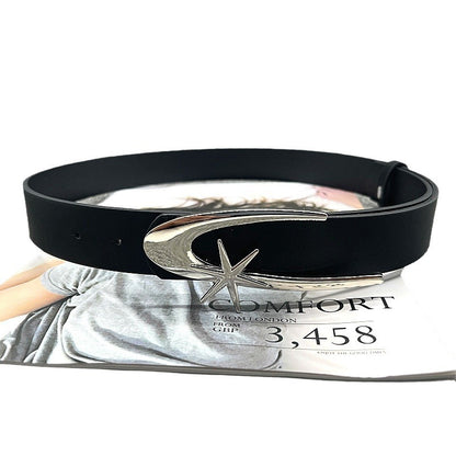 Versatile Belt For Women With Jeans New Crescent Moon Star Fashion