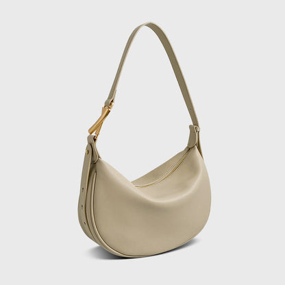Simple Crescent Crossbody Soft Women's Cow Leather Bag