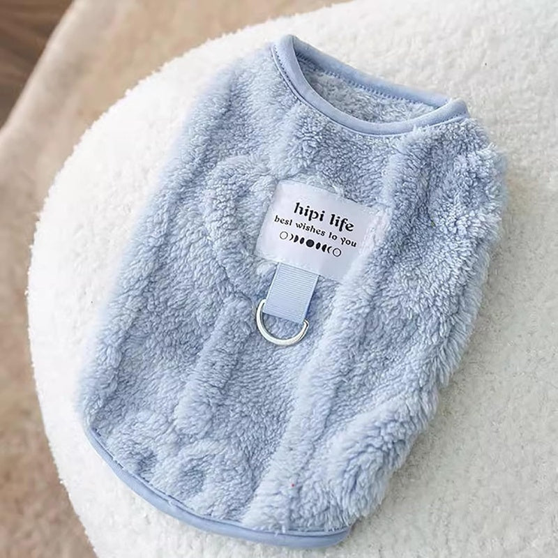 Autumn And Winter Dog Clothes Can Pull Simple Solid Color Two-legged Down Jacket Cat Warm Vest Pet Clothing