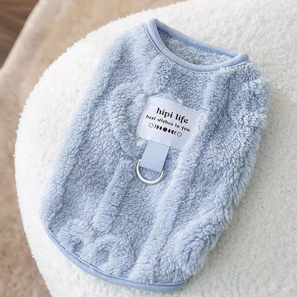 Autumn And Winter Dog Clothes Can Pull Simple Solid Color Two-legged Down Jacket Cat Warm Vest Pet Clothing