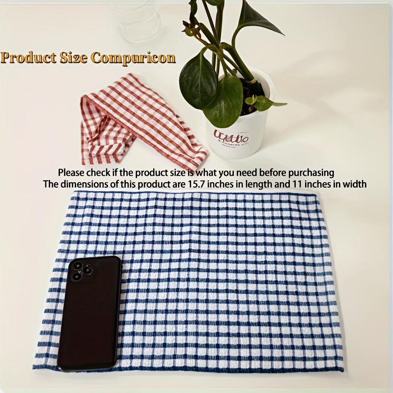 5/10pcs Large Size Cloths, Dishwashing Cloths, Table Cleaning Cloths, Randomly Colored Checkered Napkins, Absorbent Wet Wipes, Kitchen Cleaning Cloths, Cleaning Tools, Reusable Napkins, Tea Towels