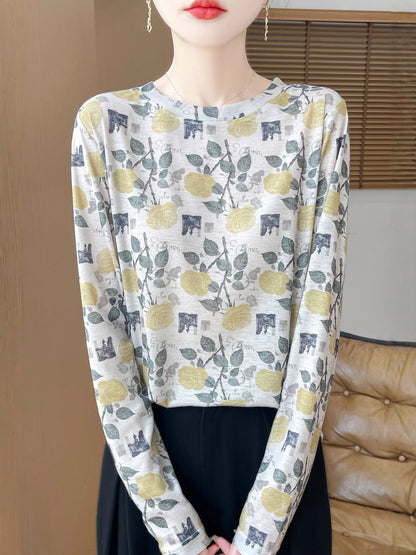 Round Neck Pullover Light Luxury Skin-friendly All-match Bottoming Shirt