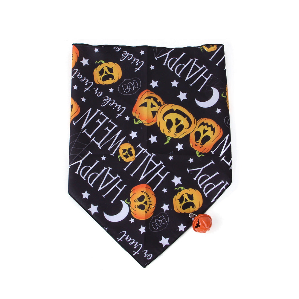 Pet Dog And Cat Halloween Print Triangle Saliva Towel