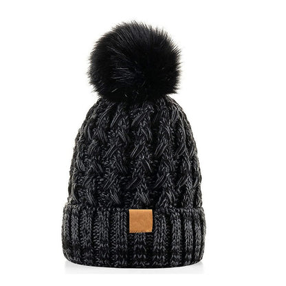 Snow Cap Knitted Hat Unisex Rolled Brim