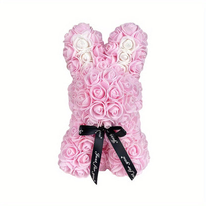 Eternal Flower Confession Rabbit - Artificial Rose Bouquet Gift Box, PE Simulation Roses for Valentine's Day, Christmas, Mother's Day, Hanukkah, Juneteenth - Romantic Plastic Floral Arrangement for Wife, Girlfriend, Proposal,