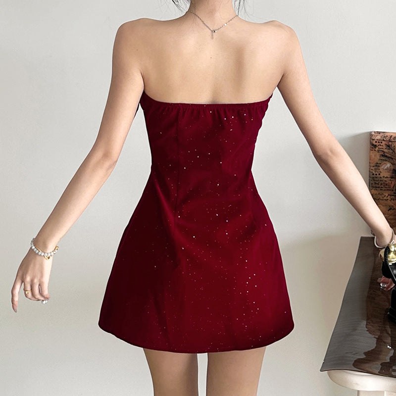 Elegant Solid-color Strapless Dress