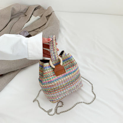 Spring Shoulder Fashion Simple Chain Bucket Bag