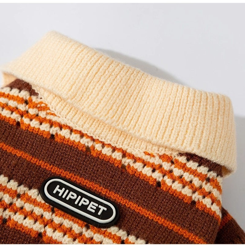 Cat Sweaters, Cold Weather Dog Striped Pullover, Warm Knitted Pet Clothes In Winter