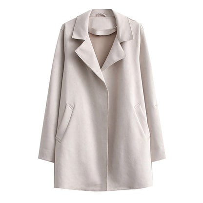 Women's Fashionable Suede Mid-length Trench Coat