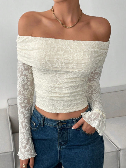New Autumn Collection Off-shoulder Long-sleeve Slim-fit Outfit That Flatters Your Figure And Exudes Elegance
