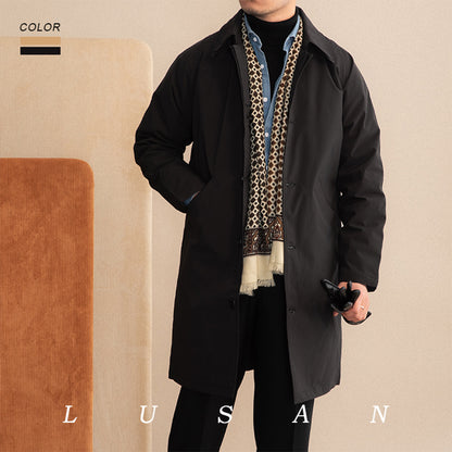 Double Layer Lapel Mid-length Down Trench Coat Men's Long Type Coat