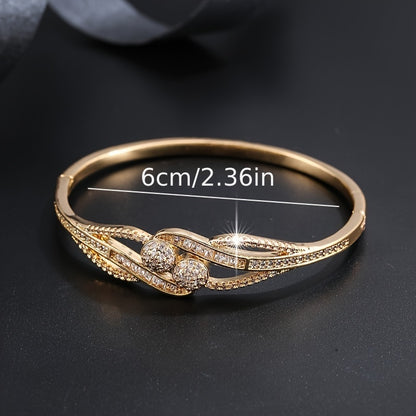 Fashion Jewelry Palace Style Inlaid Zircon Fashion Bracelet 18K Gold Plated Zicron Inlaid Holiday Style Women's Bracelet