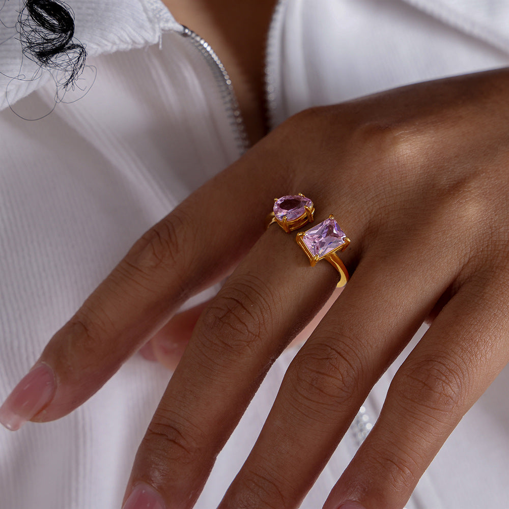 Titanium Steel No Fading INS Special Interest Light Luxury Open Ring Adjustable