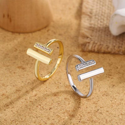Double T Ring Niche Open Minimalist Style Ring Birthday Gift Valentine's Day Gift