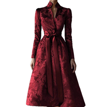 Elegant Spring And Autumn Long Sleeve Satin Party Dress