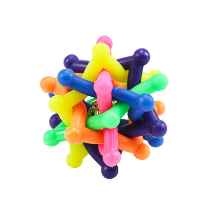 Pet Colorful Bell Woven Ball Dog Rainbow