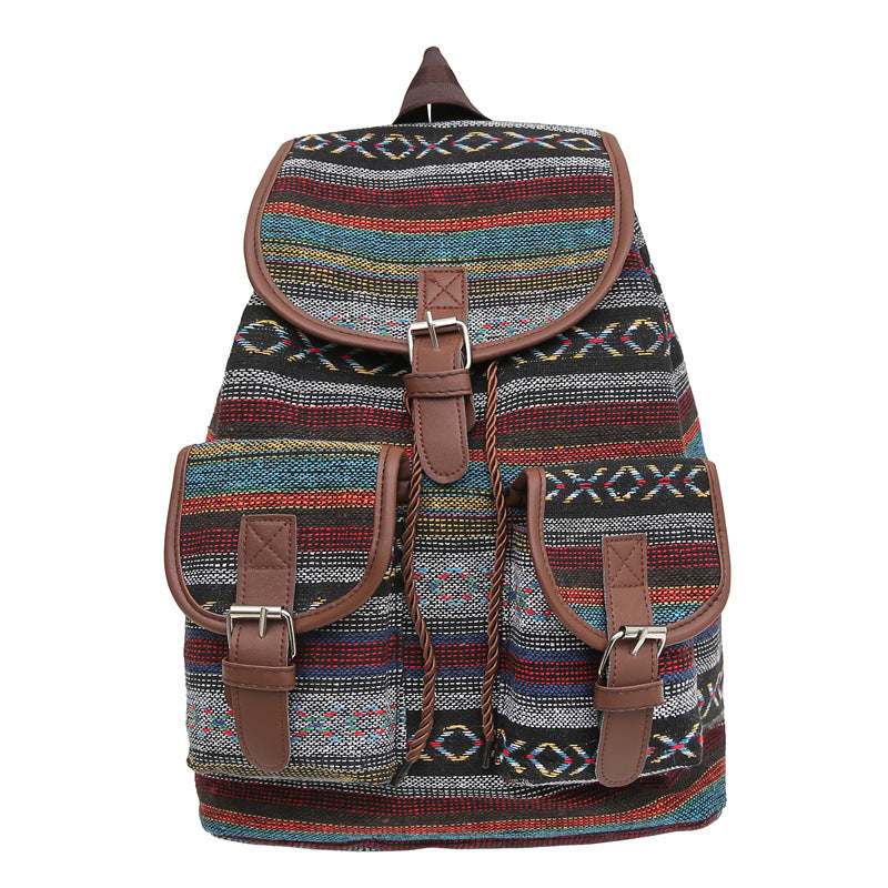 Large Capacity Contrast Color Scheme National Style Trendy Backpack