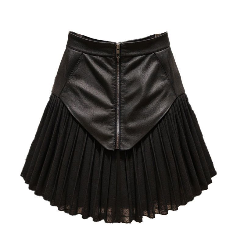 Fashionable And Versatile Patchwork Pleated Skirt