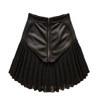 Fashionable And Versatile Patchwork Pleated Skirt