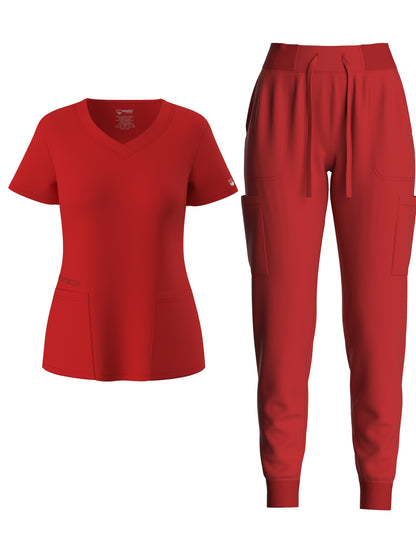 Premium Medical Scrubs Set - V-Neck Top & Drawstring Pants | Professional Healthcare Uniform for Women