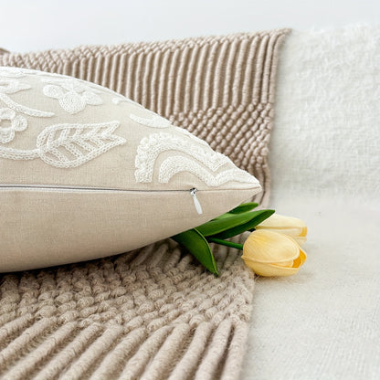 Elegant Floral Mandala Cushion Cover - Contemporary Woven Design with Zipper, Perfect for Any Room, Pillow Not Included