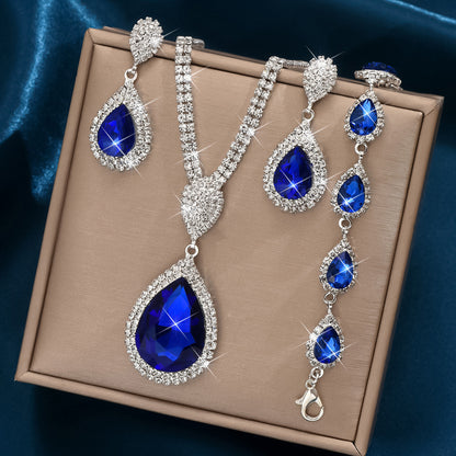 Red Sapphire Blue Water Drop Pendant Affordable Luxury Style Design Niche Trendy Suit