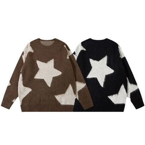 XINGX Loose Sweater Autumn Long Sleeve Round Neck Couple Knitted Top