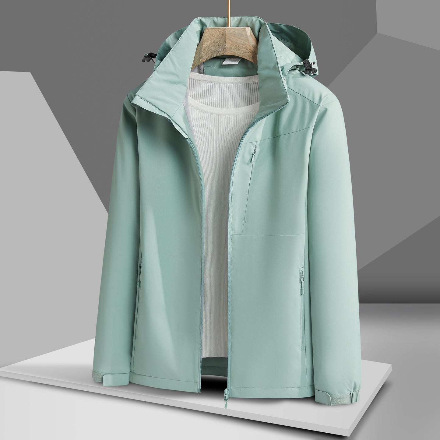 Women's Autumn and Winter Outdoor Sports Casual Warm Fleece Lined Windproof Stand Collar Jacket