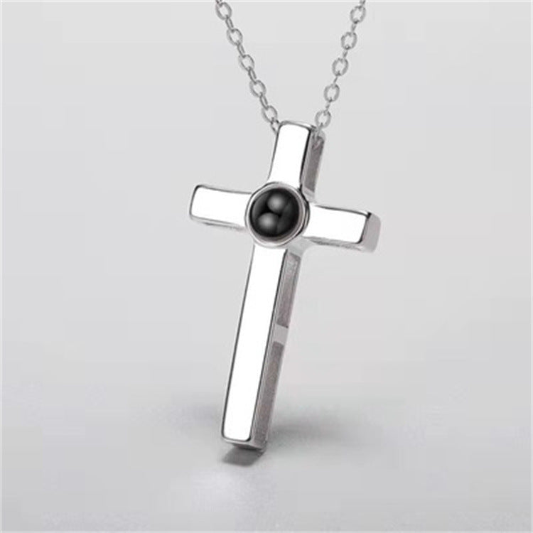 Cross Necklace Titanium Steel Couple Projection Pendant 520 Valentine's Day Gift For Boyfriend
