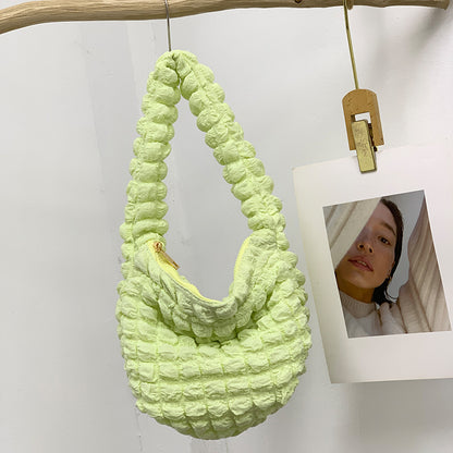 Women's Fashion Casual Solid Color Pleated Clouds Underarm Bag