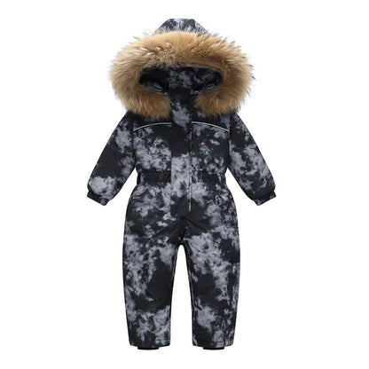 New-style Winter Down Jacket Thickened Children's One-piece Ski Suit