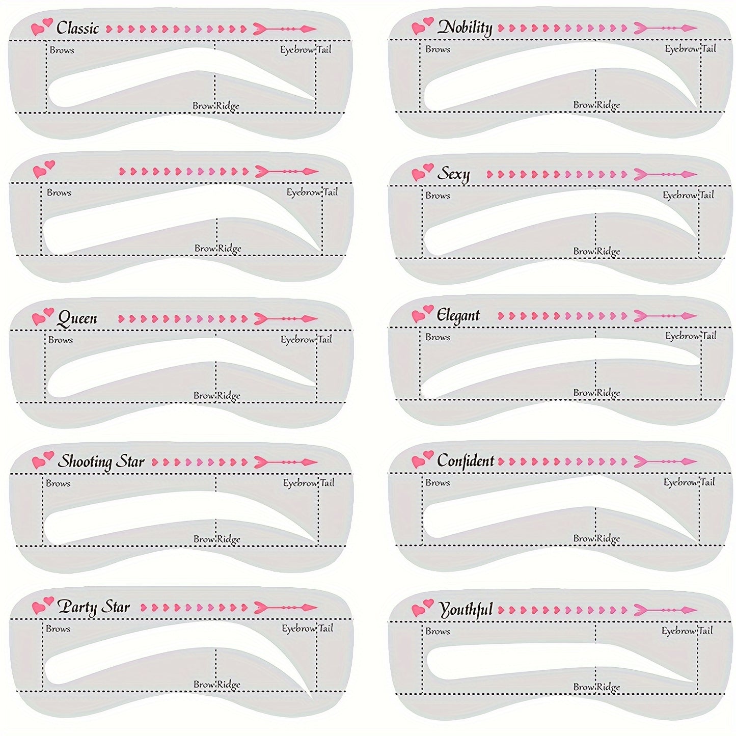 Quick-Ease Eyebrow Shaping Kit - Effortless One-Step Stamp, 10 Reusable Stencils for Flawless Brows, Brown & Chestnut Shades - Achieve Salon-Perfect Definition at Home