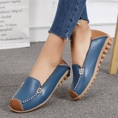 Women's Slip On Flat Loafers, Stitched Colorblock Lightweight Non Slip Shoes, Walking Shoes