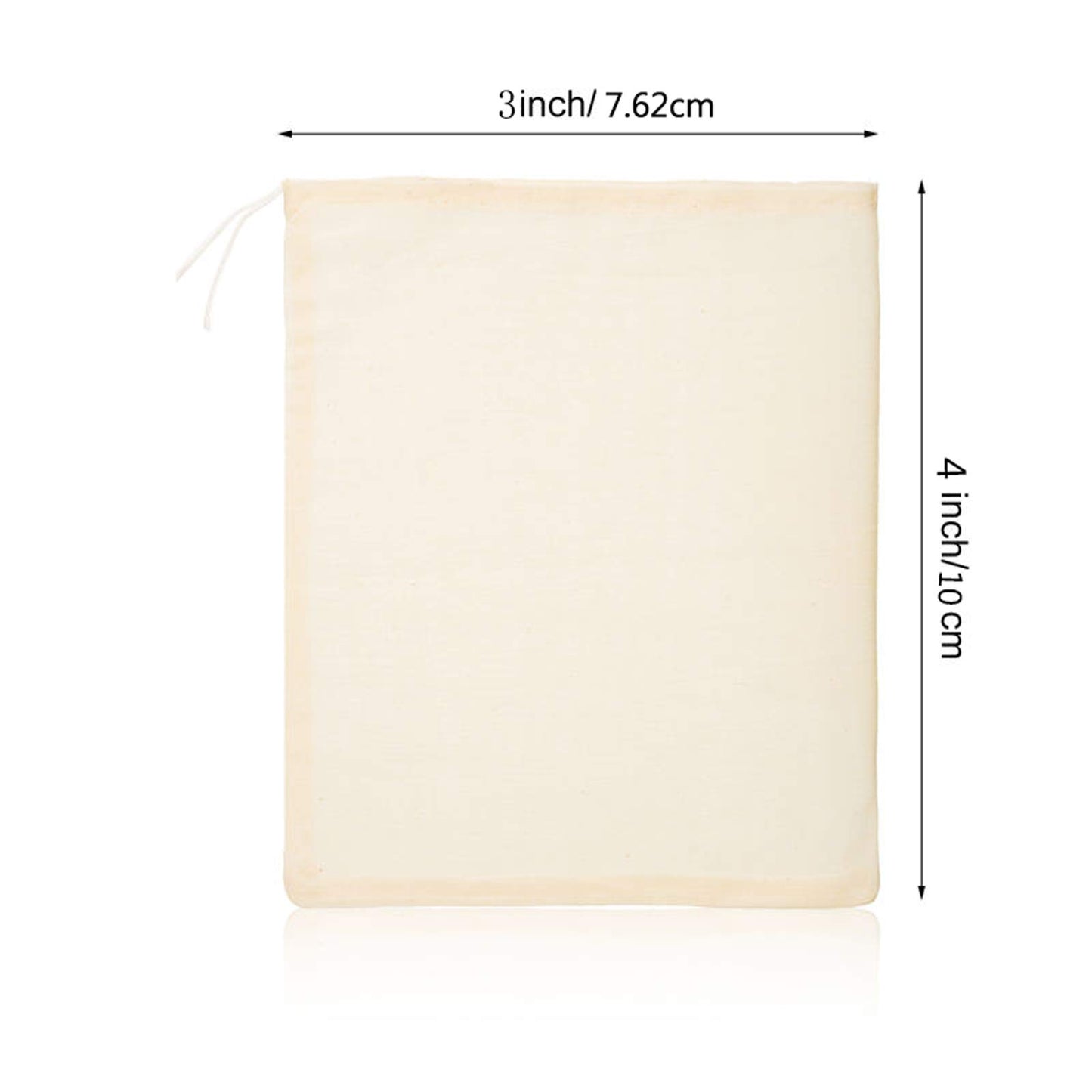 Reusable Muslin Drawstring Bags - 10 Pack Natural Unbleached Cotton Spice Tea Herb Soup Strainer Bags