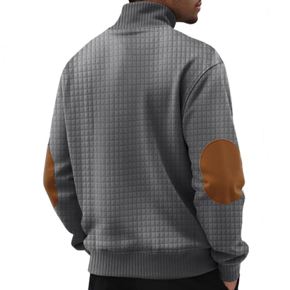 Casual Sports Men's Jacquard Small Plaid Stand Collar Long-sleeved Sweater