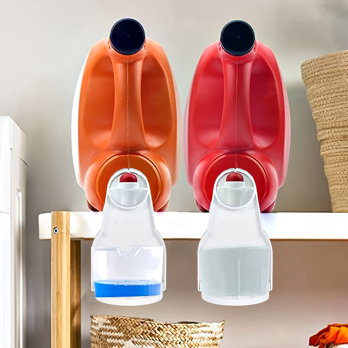 1pc/2pcs Laundry Detergent Cup Holder Detergent Drip Catcher, Portable Laundry Organizer Clip Tight On Laundry Bottle Spouts, No More Leaks Or Mess With Detergent And Fabric Softener In Laundry Room, Foldable Plastic Laundry