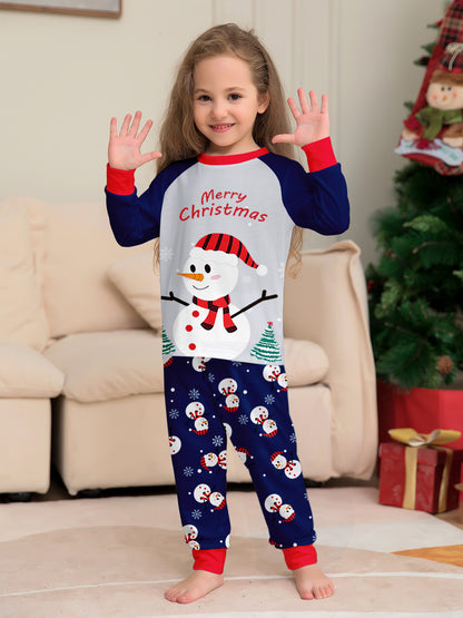 White Snowman Parent-Child Christmas Pajamas Cartoon Family Set