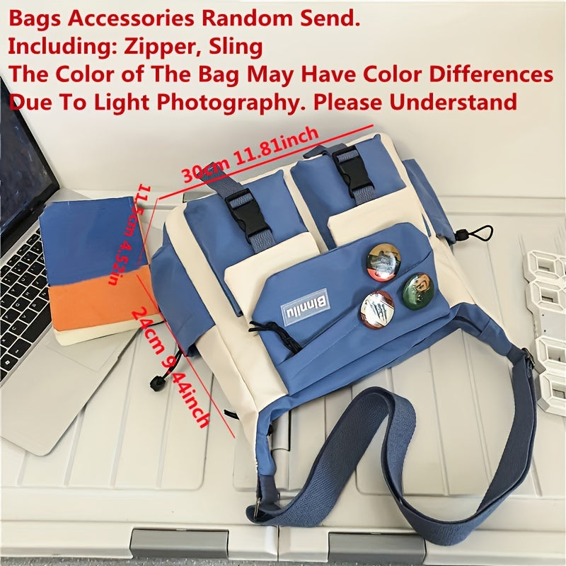 1pc Large Capacity Mens Nylon Messenger Bag - Durable & Spacious Shoulder Bag for Students & Professionals - Comfortable Strap, Ideal School or Work Bag