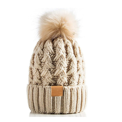 Snow Cap Knitted Hat Unisex Rolled Brim