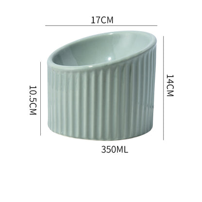 Elevated Cat Bowls Raised Cat Bowl For Indoor Cats Tilted Ceramic Elevated Food Or Water Bowls Anti Vomit Whisker Friendly Bowls Round Shape