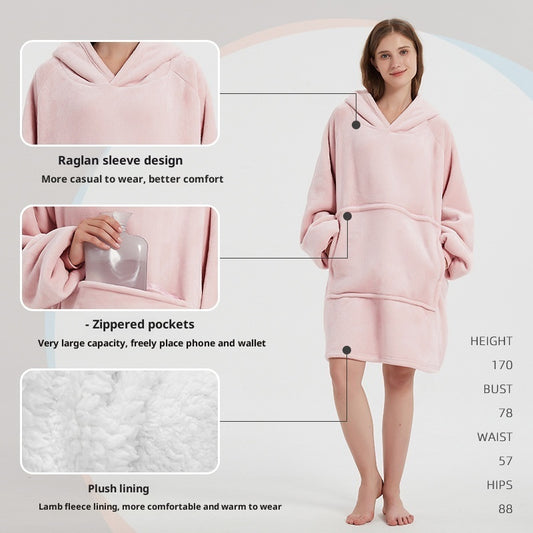 Thickened Casual Long-sleeve Zippered Blanket Loungewear
